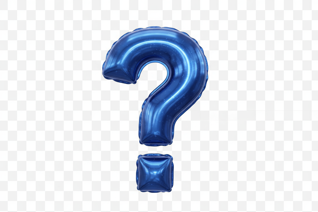 wygeneruj mi niebieski znak zapytania w 3d w formie balonu tylko musi byc bez tla aby tlo nie bylo wcale widoczne na stronie